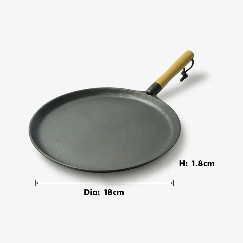 Cast Iron Non-Stick Flat Pan – Ideal for Flatbreads, Crepes, Pancakes, Tortillas, Eggs, Omelettes, Parathas, Roti, French Toast, Wraps, Tawa-Fried Fish, Quesadillas & Dosa – Available in 18cm Size