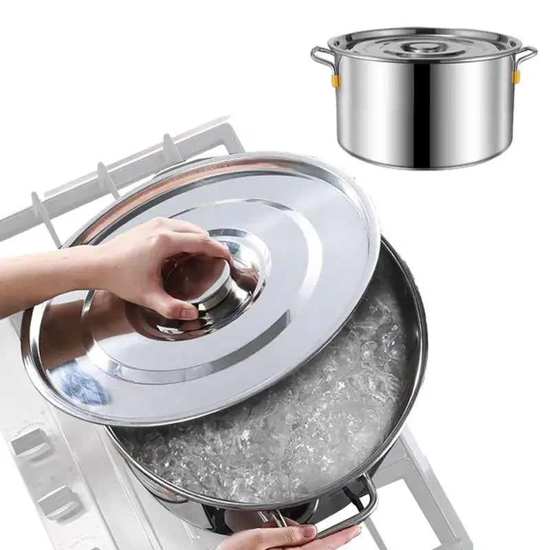 Stainless Steel Stock Pot with Lid & Side Handles – Ideal for Stocks, Broths, Soups, Stews, Sauces, Boiling, Pasta, Simmering & More – Compatible with Gas, Induction & Electric Stoves – Available in 6.2L & 10L Sizes