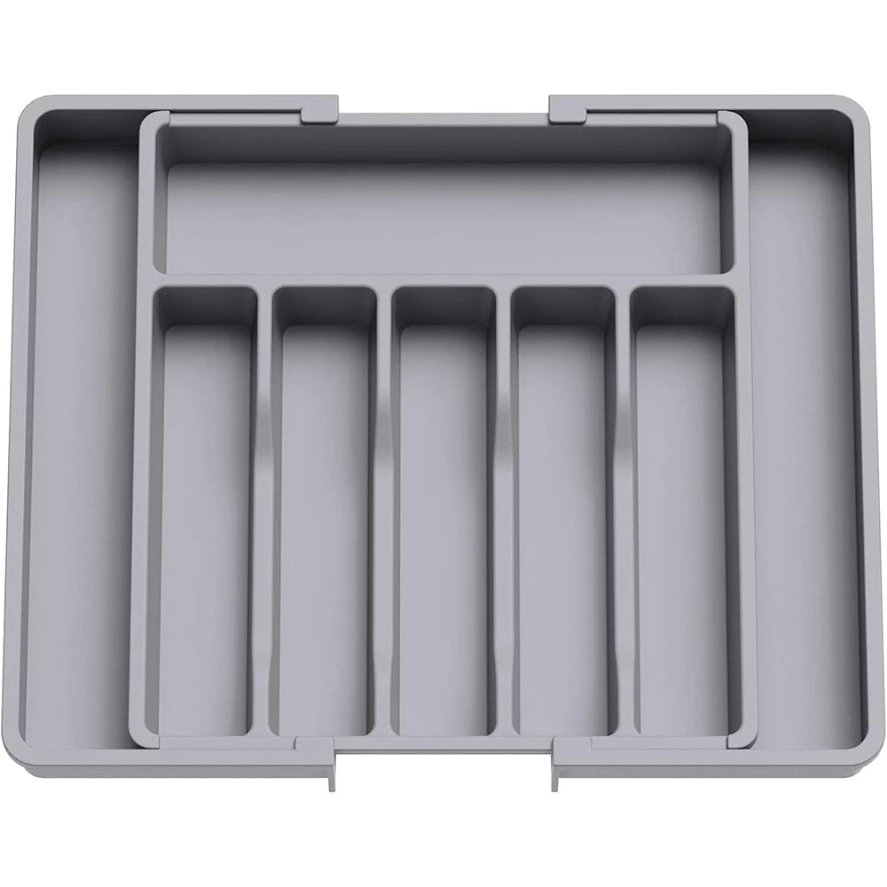 Expandable Cutlery & Utensil Drawer Organiser Tray – Adjustable Flatware Holder – Perfect for Kitchen Drawers – Available in Black, White & Grey Colours