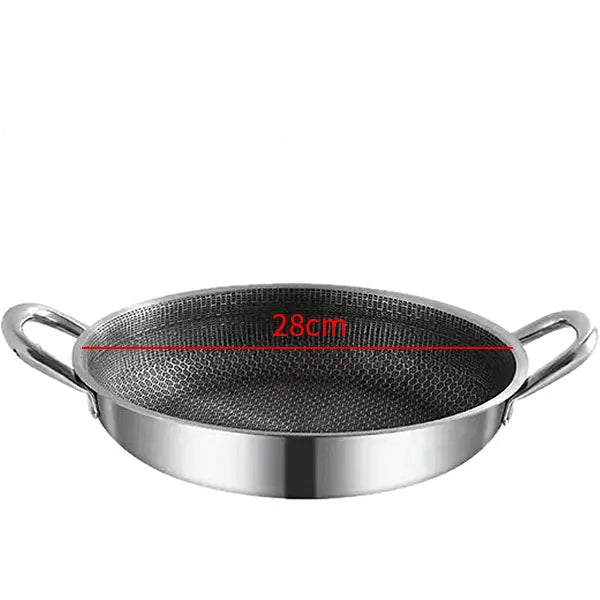 Honeycomb-Textured Stainless Steel Hybrid Wok & Stir-Fry Pan with Double Handles – Large Nonstick Pan, Available in 24cm/28cm