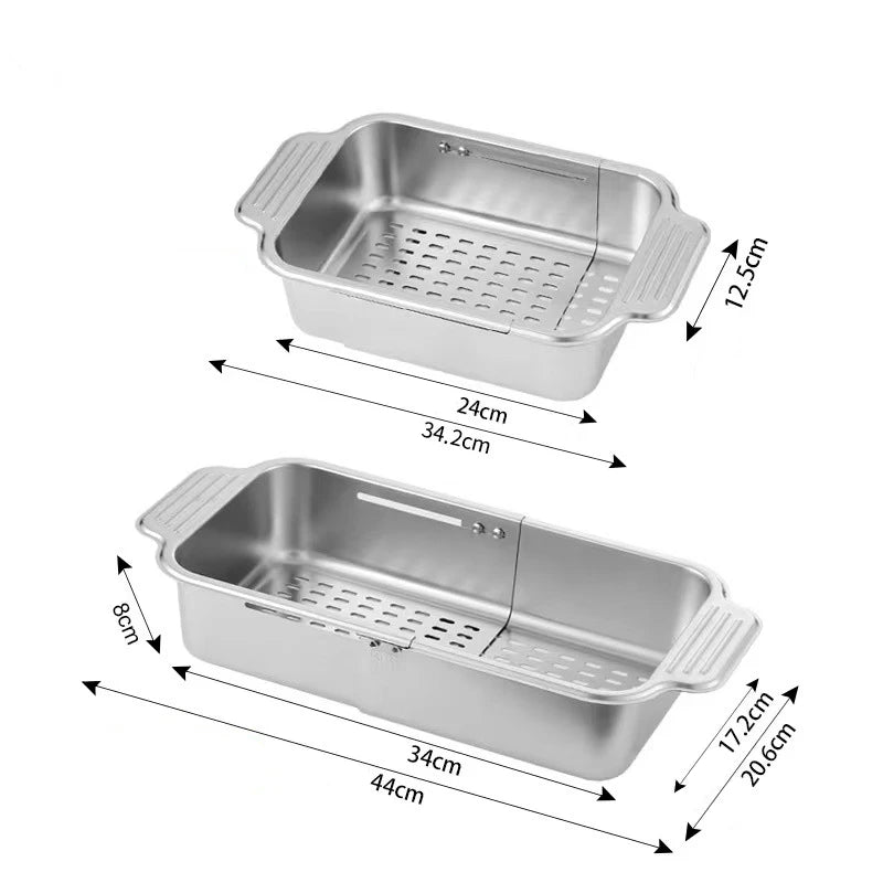 Expandable Sink Colander & Dish Drying Rack L