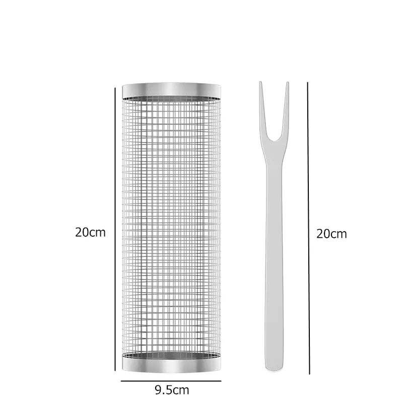 Stainless Steel Rolling BBQ Grill Basket 20 cm