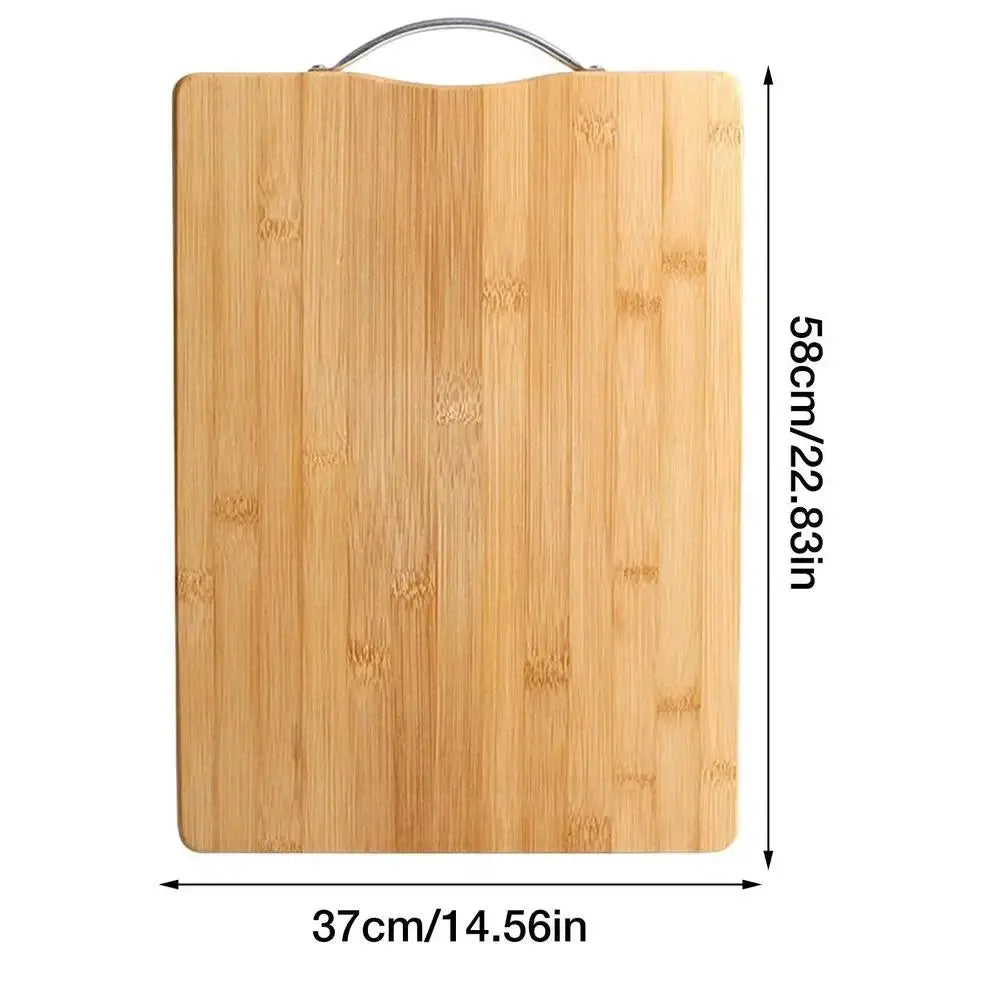 Bamboo Cutting Board with Stainless Steel Handle – Reversible Double-Sided Chopping Board with Hanging Handle – Durable, stylish, Hygienic & Easy-to-Store Multi-Purpose Cutting Board for Daily Food Prep –Available in 5 Sizes