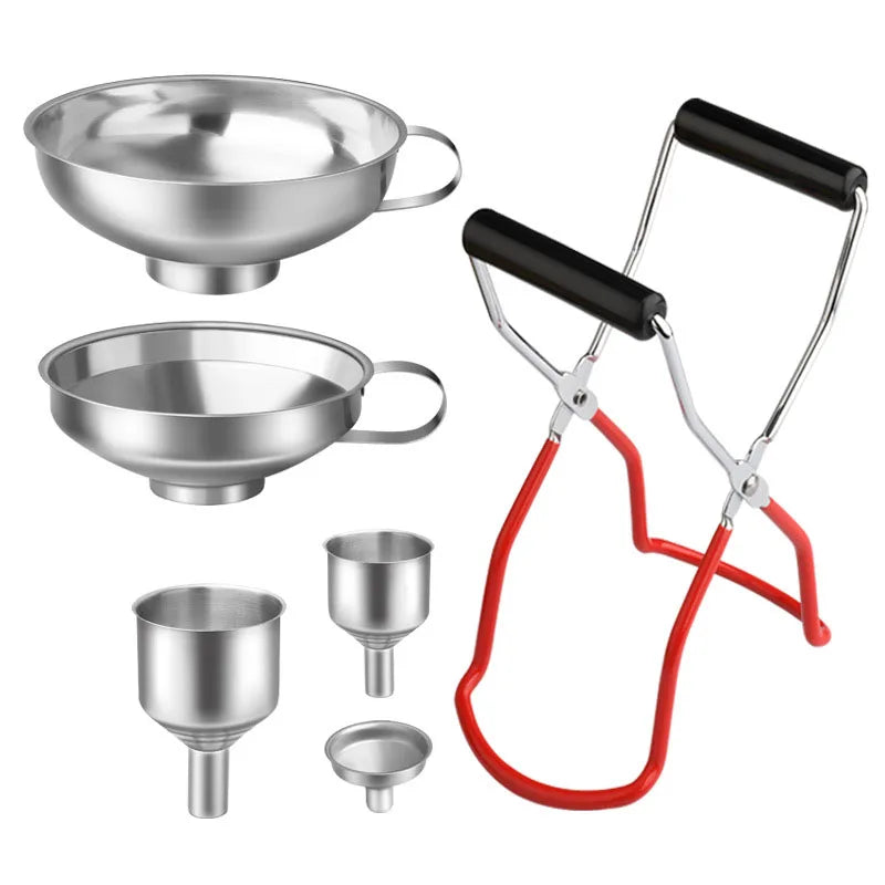 Stainless Steel Canning Essentials Kit – Wide Mouth Canning Funnels & Jar Lifter Tongs – Great for Home Canning, Jam & Preserving – Available in 4, 5 & 6 Pieces 6 Pieces