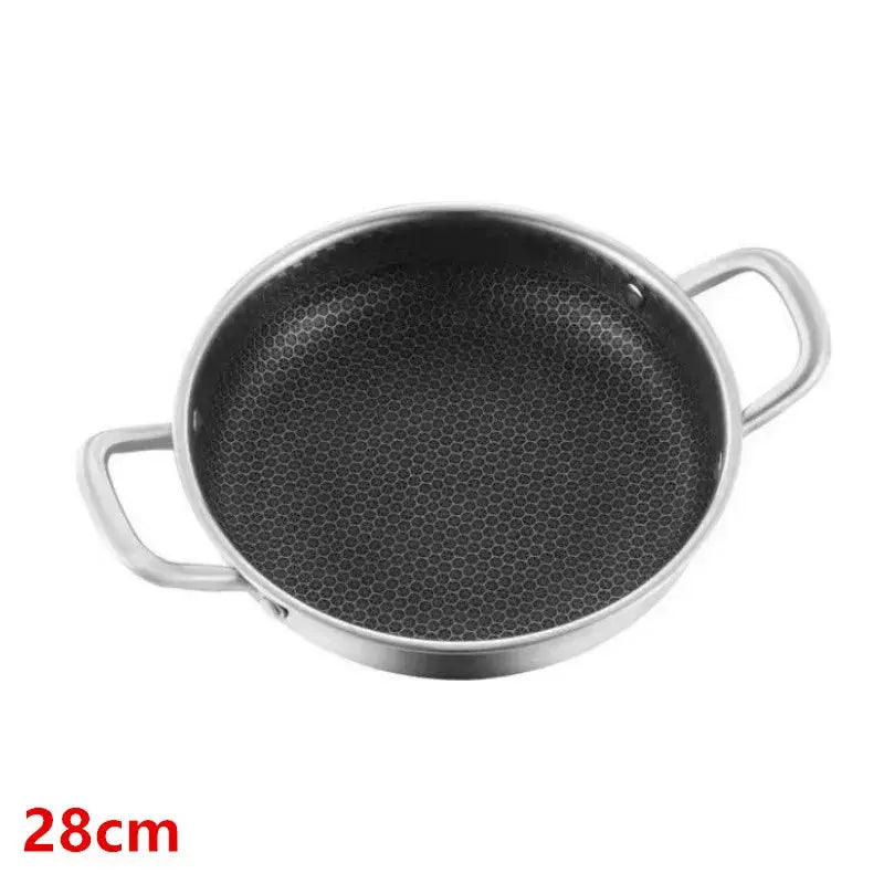 Honeycomb Stainless Steel Soup Pot with Dual Handles – Multi-Purpose Non-Stick 316 Food-Grade Stainless Steel Pot for Frying, Stewing, Searing, Stir-Frying, Soups, Stocks & Daily Cooking 28cm