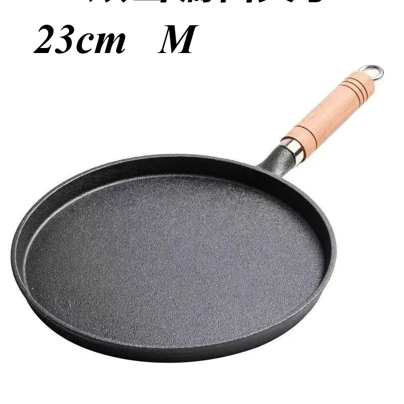 Cast Iron Non-Stick Griddle – Uncoated Griddle/Frying for Eggs, Crepes, and Pancakes, Compatible with Induction & Gas Stoves (Available in 20cm, 23cm, 26cm Sizes)