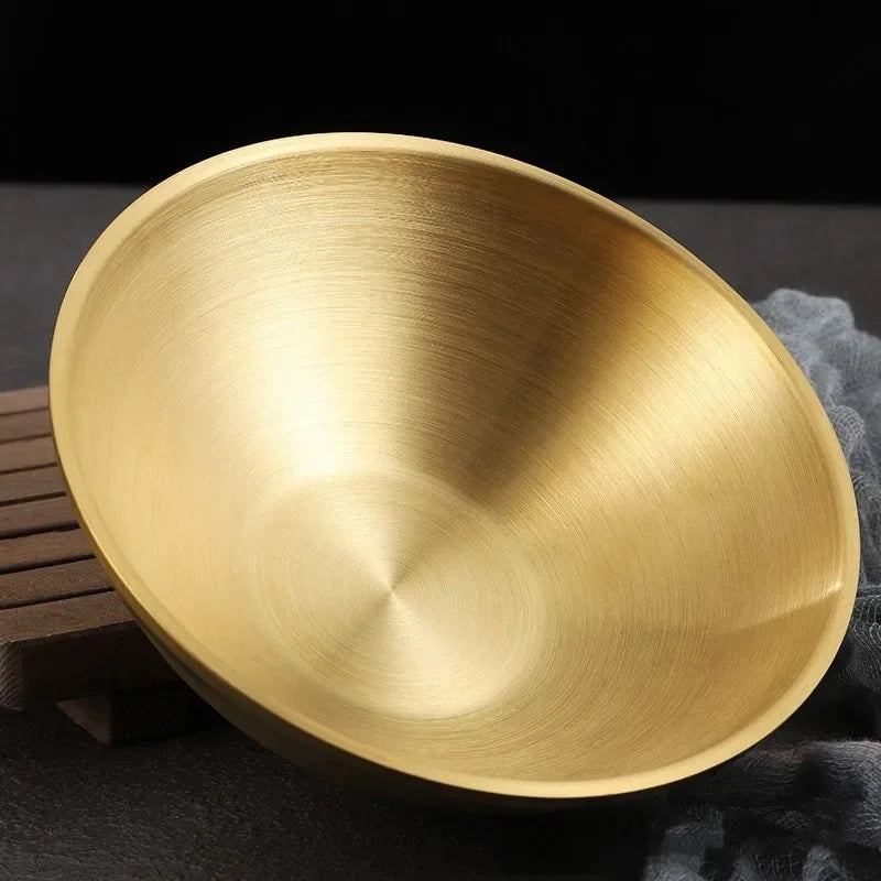 Golden Stainless-Steel Bowl – Ideal for Ramen, Rice, Soups, Noodles, & Salad, Made from Premium 304 Steel (Available in 500ml–1800ml)