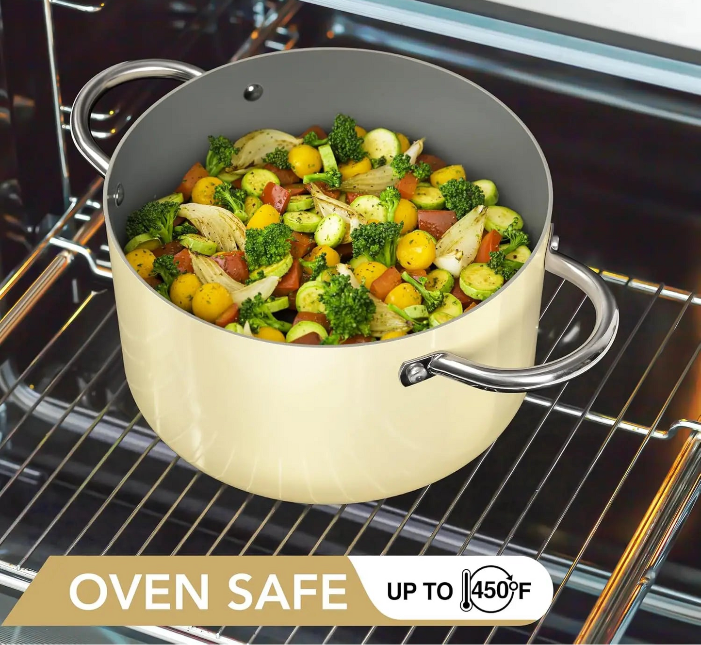 Nonstick Ceramic Stock Pot with Lid & Double Handles – Induction-Compatible 6QT Large Soup Pot for Stew, Pasta, Boiling, Everyday Cooking & Family Meals
