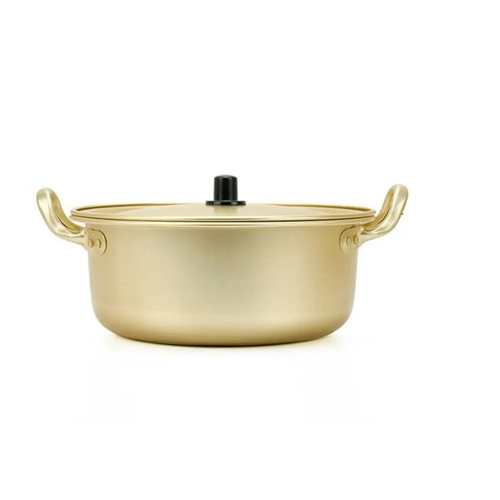 Golden Aluminum Noodle & Soup Pot with Lid – Ideal for Ramen, Milk, and Egg Cooking (Available in 16cm, 18cm, 20cm)