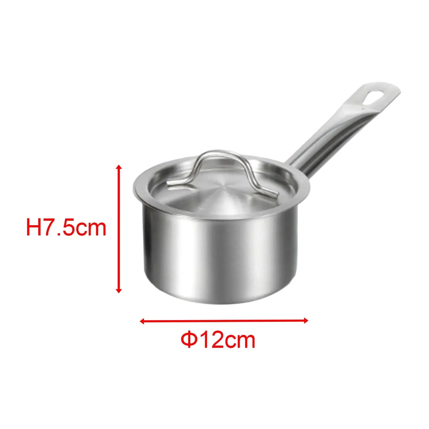 Stainless Steel Saucepan with Lid – Multipurpose Pot for Boiling Milk, Making Sauces, Soups, Steaming & Daily Meals – Compatible with Gas, Induction & Electric Cooktops – Available in 12cm (0.8L), 14cm (1.3L), & 20cm (3.7L) Sizes 0.8L