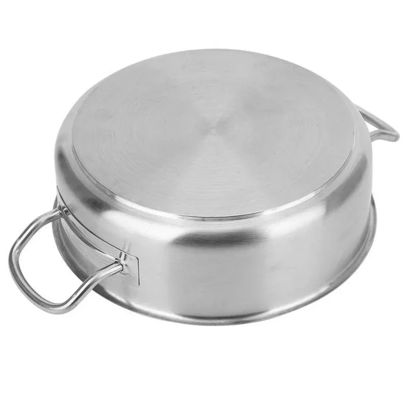 Stainless Steel Sauté & Braiser Pan with Lid & Dual Handles – Multipurpose Flat-Bottom Pot for Searing, Simmering, Stews, Soup, Curries, Braising & One-Pan Meals – Compatible with Gas, Electric & Induction Stoves – Composite Base – Size: 25.5 x 8.5cm
