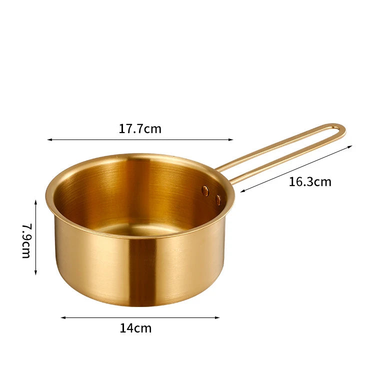 Golden Stainless Steel Saucepan – Multipurpose Pot for Milk, Eggs, Noodles, and Everyday Cooking on Flat Cookers