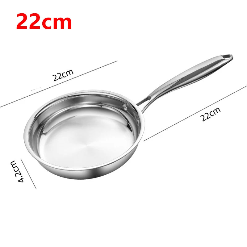 Stainless Steel Frying Pan with Long Handle – Premium Tri-Ply Construction–Professional Chef’s Skillet for Searing, Sautéing, Stir-Frying, Simmering & Pan-Frying Daily Meals– Induction, Gas & Electric Compatible Available in 22cm, 24cm, 26cm, 28cm & 30cm