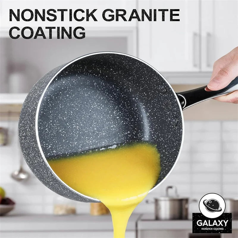 3-Piece Non-Stick Aluminium Saucepan Set with Lids & Stainless Steel Handles – Multipurpose Saucepans for Boiling,Simmering, Reheating, Gravies, Curries, Sauces, Pasta & Grains – Compatible with Gas, Induction & Electric Stoves – Includes 1.5Qt, 2Qt & 3Qt
