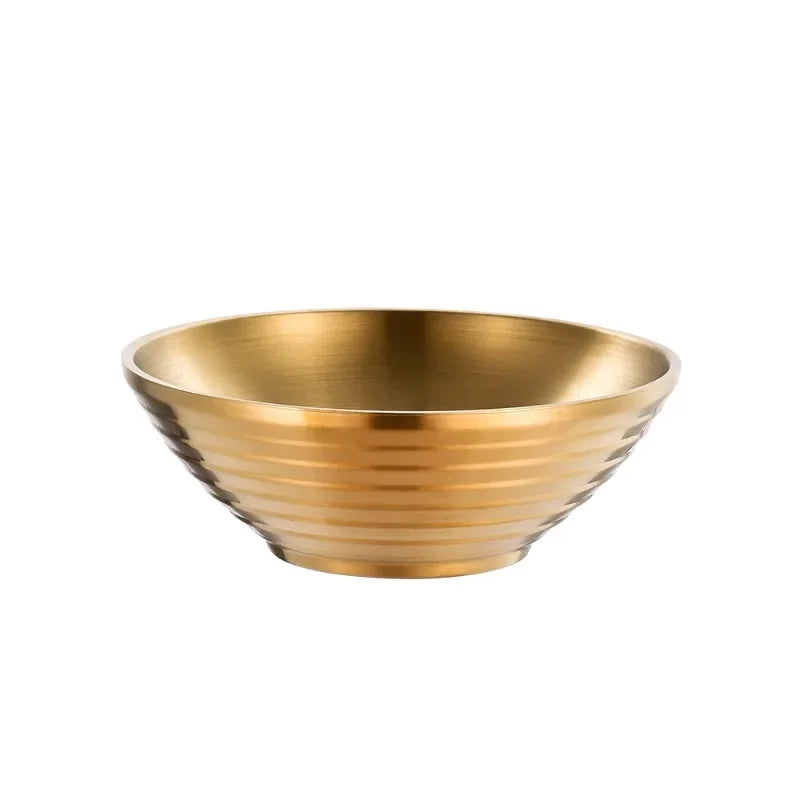Golden Stainless-Steel Bowl – Ideal for Ramen, Rice, Soups, Noodles, & Salad, Made from Premium 304 Steel (Available in 500ml–1800ml)