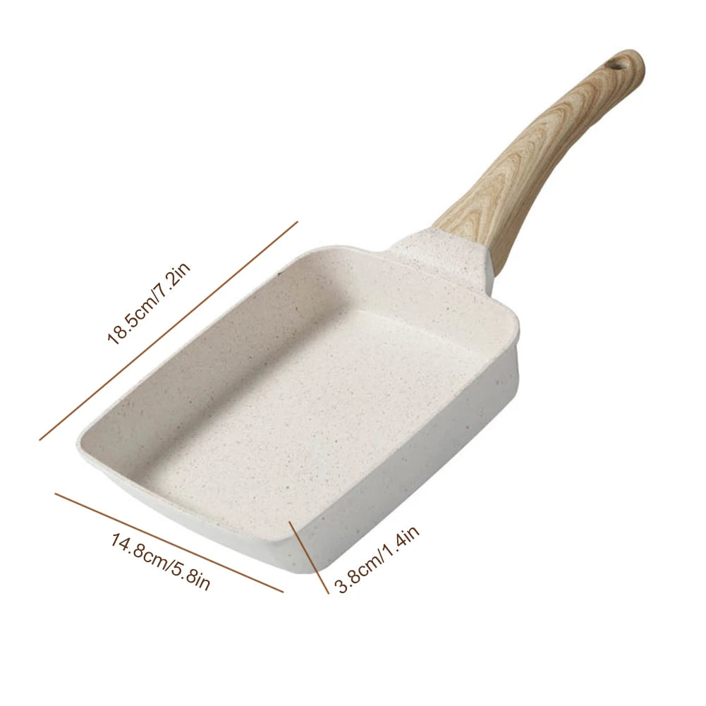 Rectangular Non-Stick Omelette Pan – Granite-Coated Tamagoyaki Egg Pan with Long Handle – Perfect for Omelettes, Eggs & Quick Breakfasts
