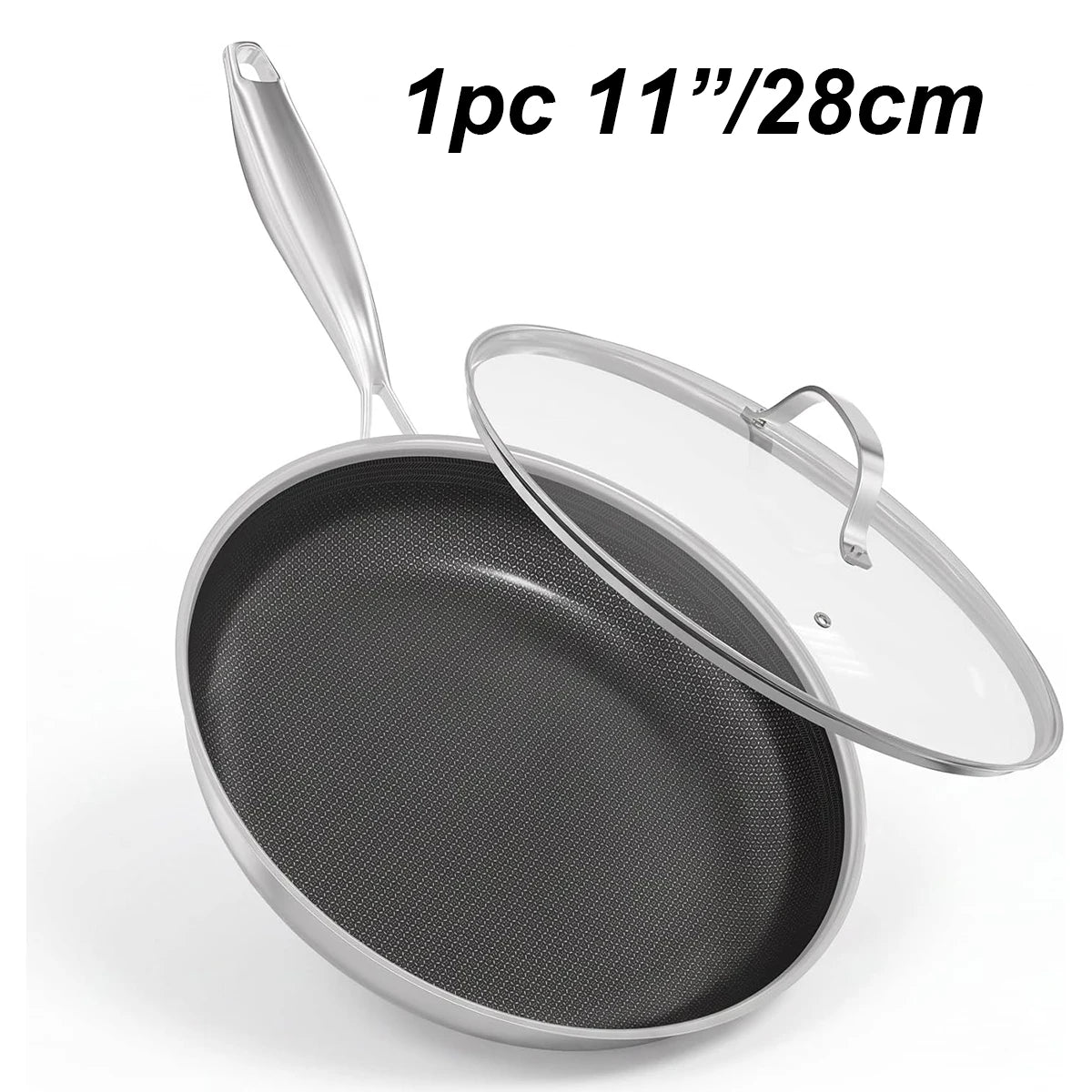 Tri-Ply Stainless Steel Non-Stick Frying Pan – 316 Stainless Steel 3-Ply Clad Skillet with PFOA-Free Coating – Perfect for Even Frying on Induction & Gas