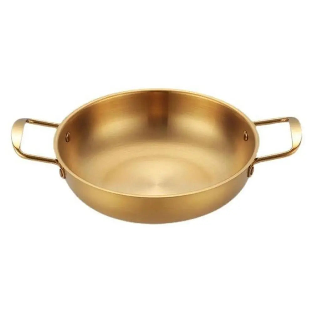 Golden Stainless Steel Multi-Use Seafood & Rice Pan/Pot with Handle for Home Cooking & Serving, BBQ, and Induction Hob (Available in 18/20/24/26 cm)