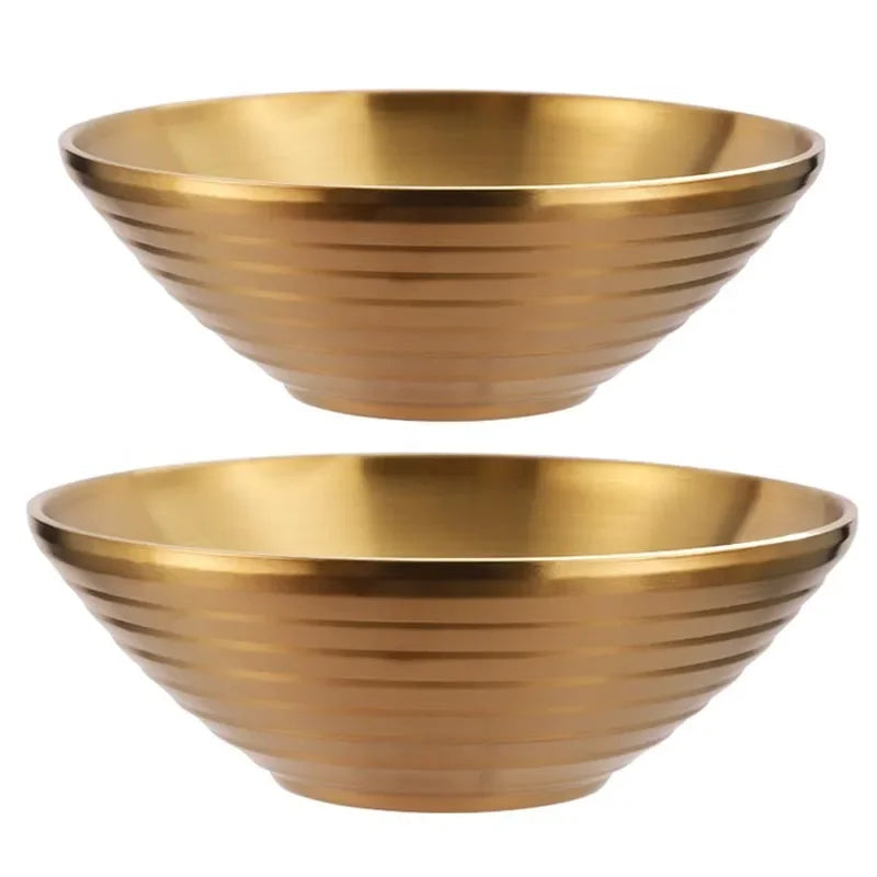 Golden Stainless-Steel Bowl – Ideal for Ramen, Rice, Soups, Noodles, & Salad, Made from Premium 304 Steel (Available in 500ml–1800ml)