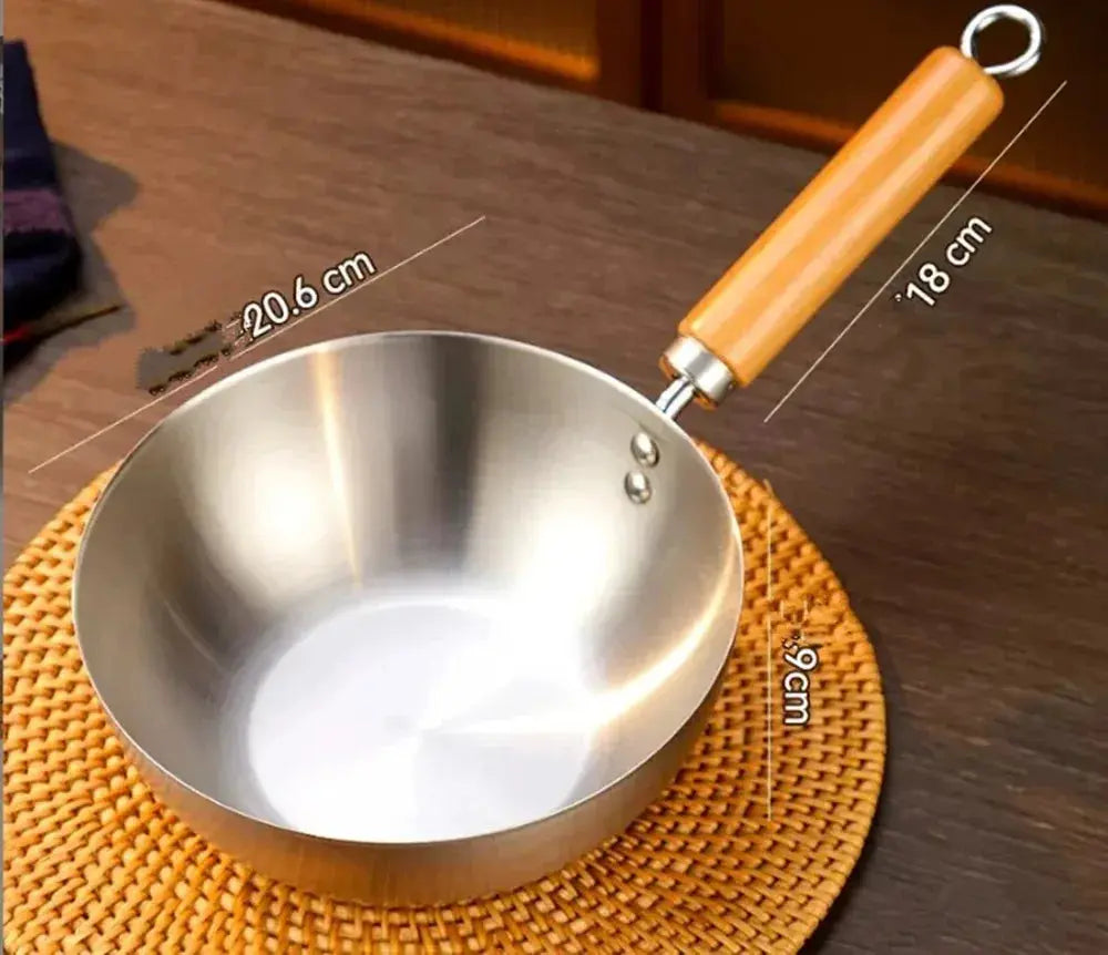 Stainless Steel Cooking Pot & Skillet – Non-Stick Small Pan for Frying, Searing, Boiling Soups, Stir-Fry & Daily Cooking – Available in 20cm with or without Lid – Gas & Induction Compatible 20cm Without Lid