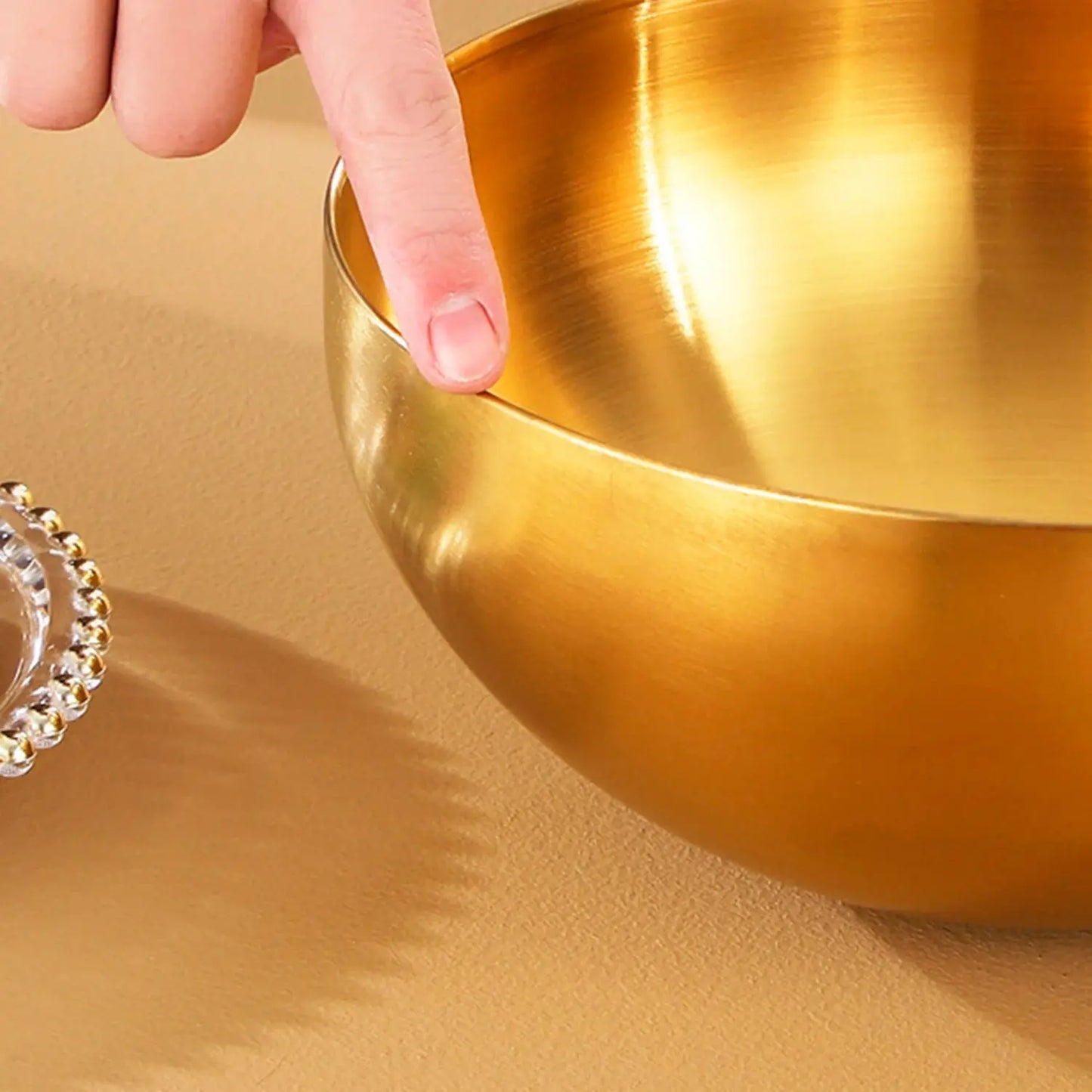 Golden Stainless Steel Salad & Ramen Bowl – Large 20x9cm Deep Bowl for Rice, Noodles, and More