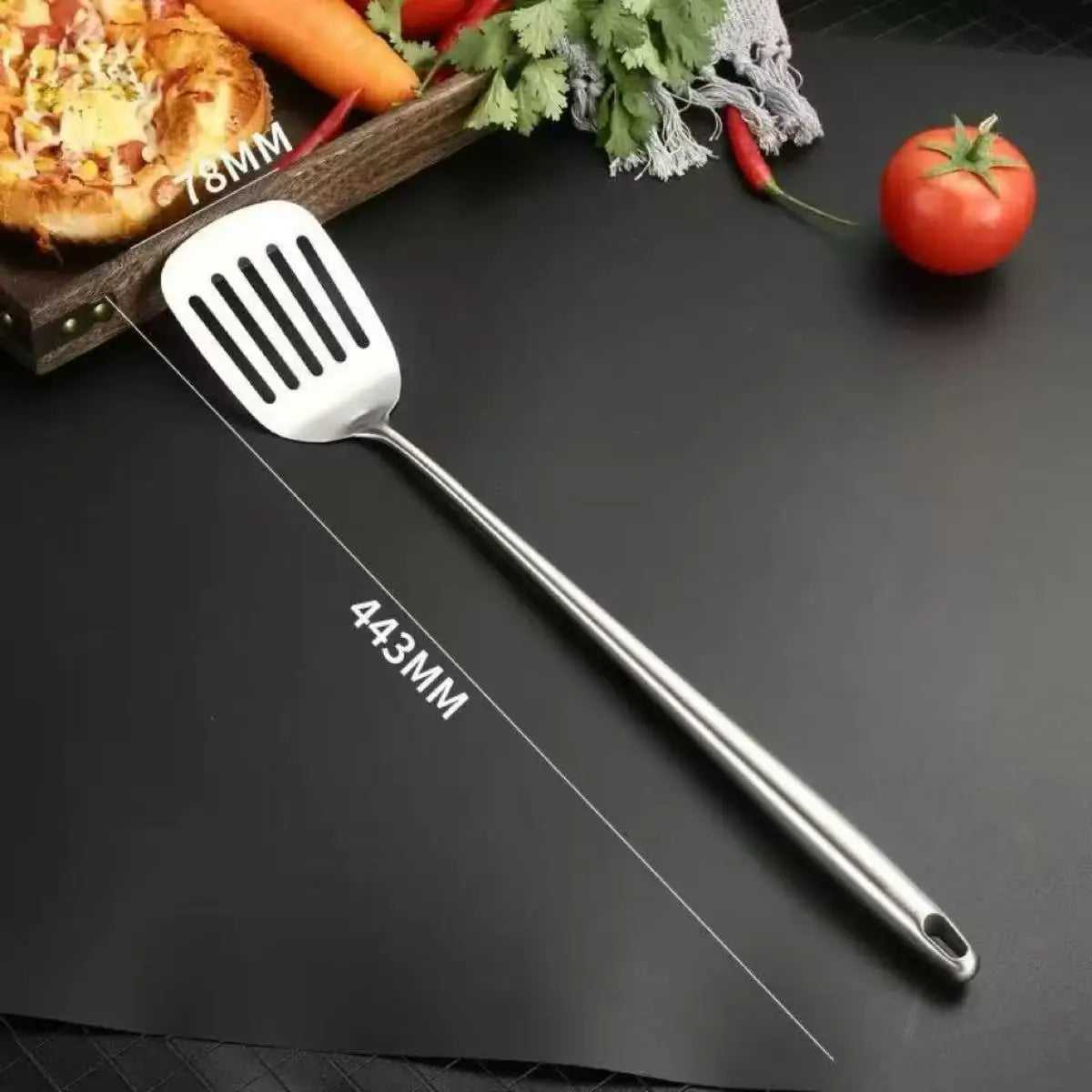 Stainless Steel Kitchen Utensils Set – Includes Slotted Turner, Ladle, Wok Spatula & Skimmer, Heat-Resistant for everyday cooking convenience