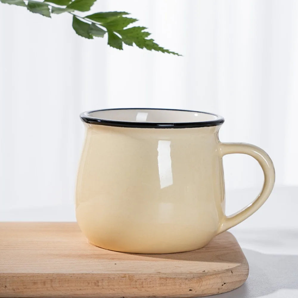 Nordic Ceramic Coffee & Tea Mug – Solid Colour Vintage Milk Cup, Available in 8 Colours & 2 Sizes (300ml / 400ml)