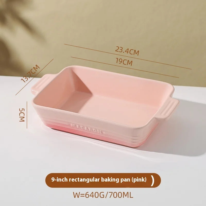 Ceramic Double-Handle Baking Dish – Rectangular Oven-Safe Dish