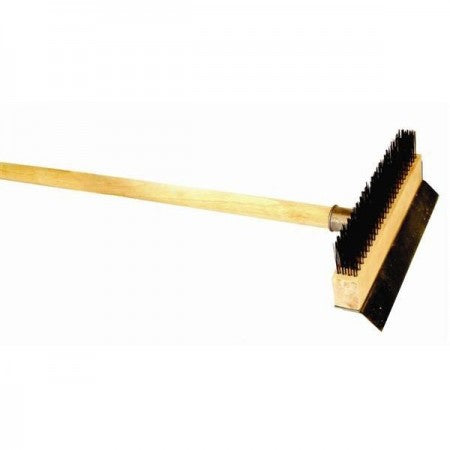 37" Wood Handle Pizza Oven Wire Brush with Scraper