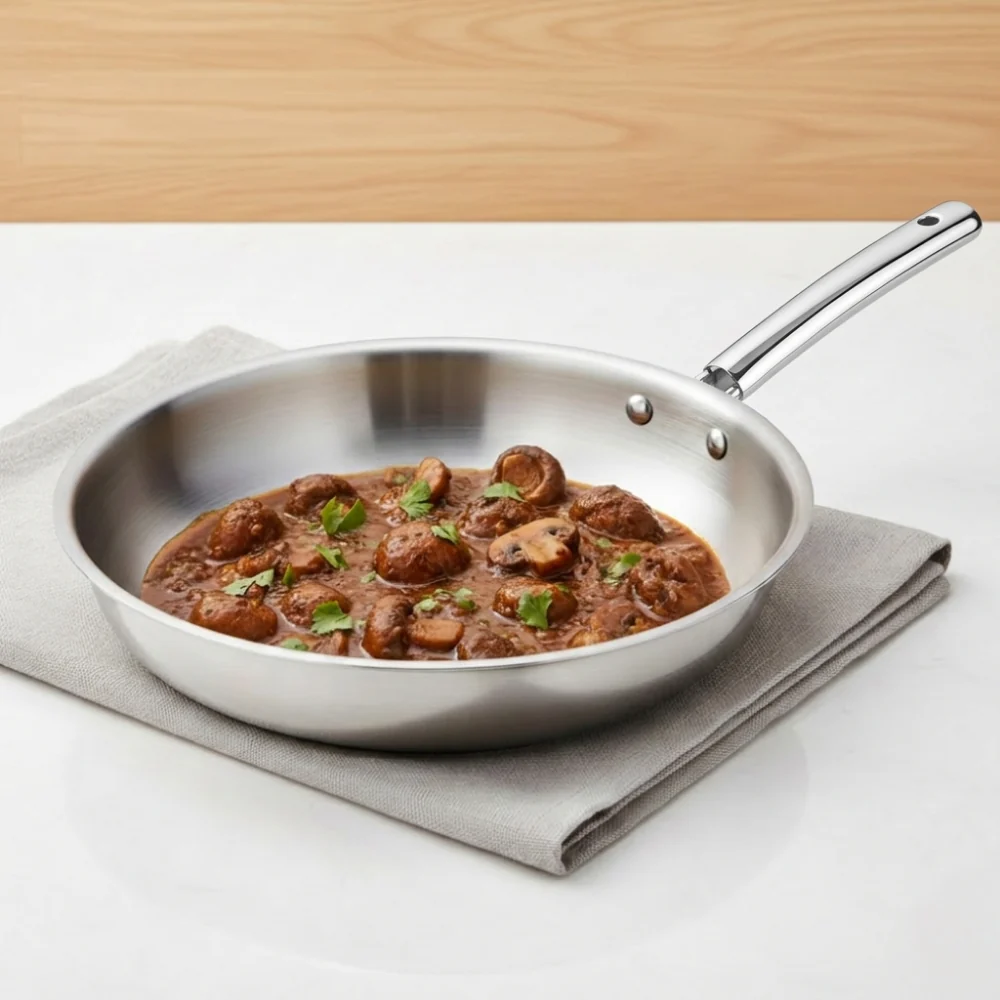 Stainless Steel Fry Pan Induction Bottom 24cm