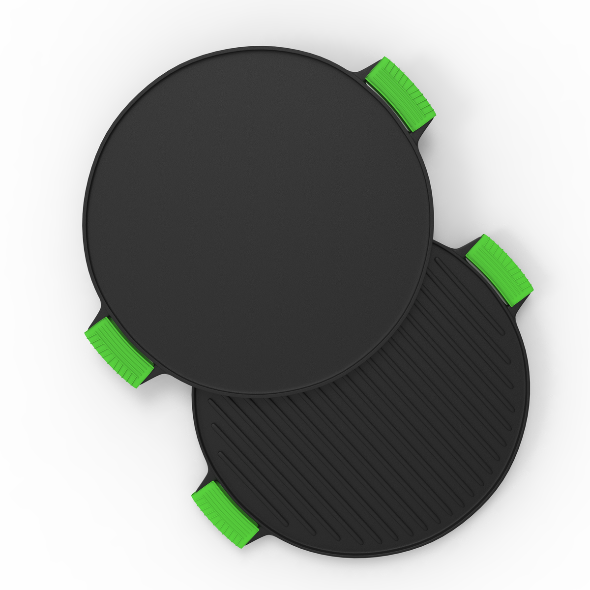 Pre-Seasoned Cast Iron 2 in 1 Grill and Griddle Pan & Dosa Tawa With Silicon Handle, Roti Tawa