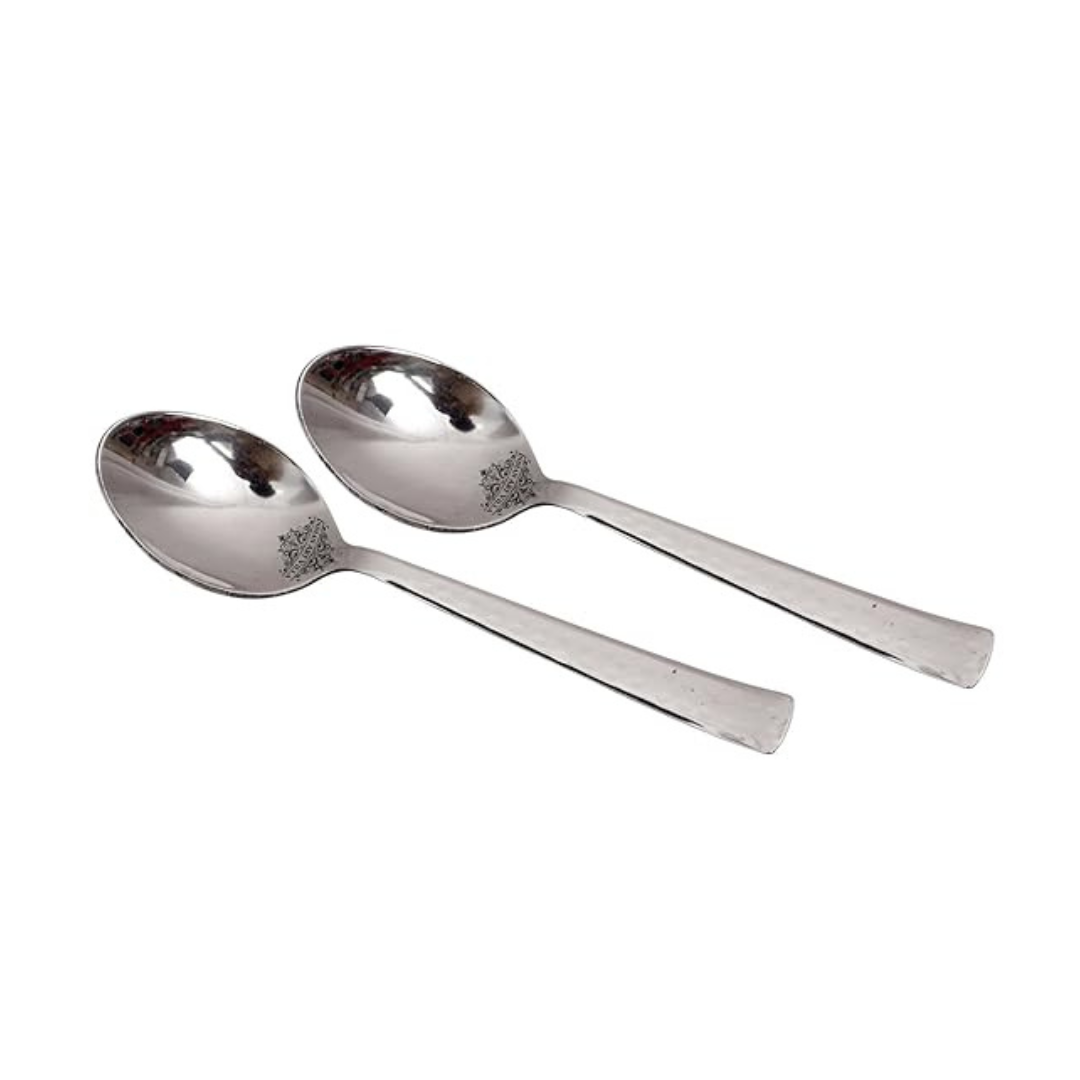 Handmade Hammered Stainless Steel Coffee Spoon Cutlery Set, 2 Pieces