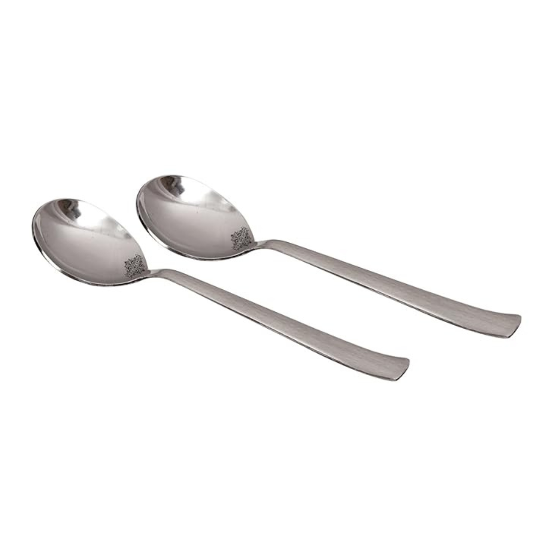 Handmade Hammered Stainless Steel Soup Spoon Cutlery Set, 2 Pieces