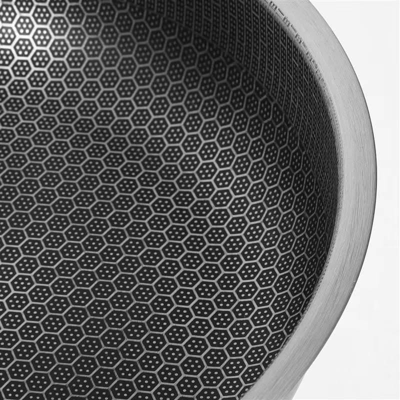 Honeycomb Stainless Steel Frying Pan with Handle – Thickened Design for Seafood and More, 24cm