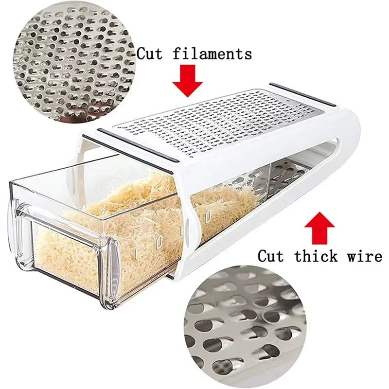 Double-Sided Multifunctional Grater with Storage Box—Dual-Sided for Coarse and Fine Grating
