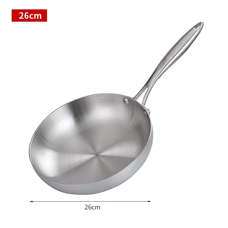 Stainless Steel Non-Stick Frying Pan – Uncoated Kitchen Cookware, Ideal for Searing Steaks and Versatile Cooking on Gas and Induction Cooktops