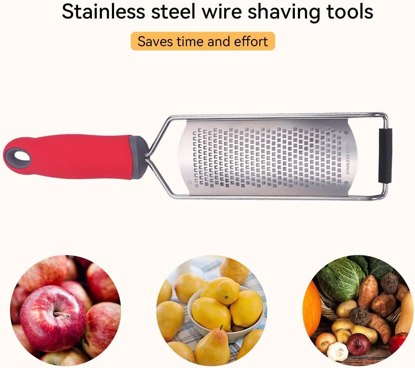 Stainless Steel Kitchen Cheese Grater – Flat Handheld Lemon Zester with Handle, Perfect for Cheese, Chocolate, Potato, Garlic, Ginger, and More