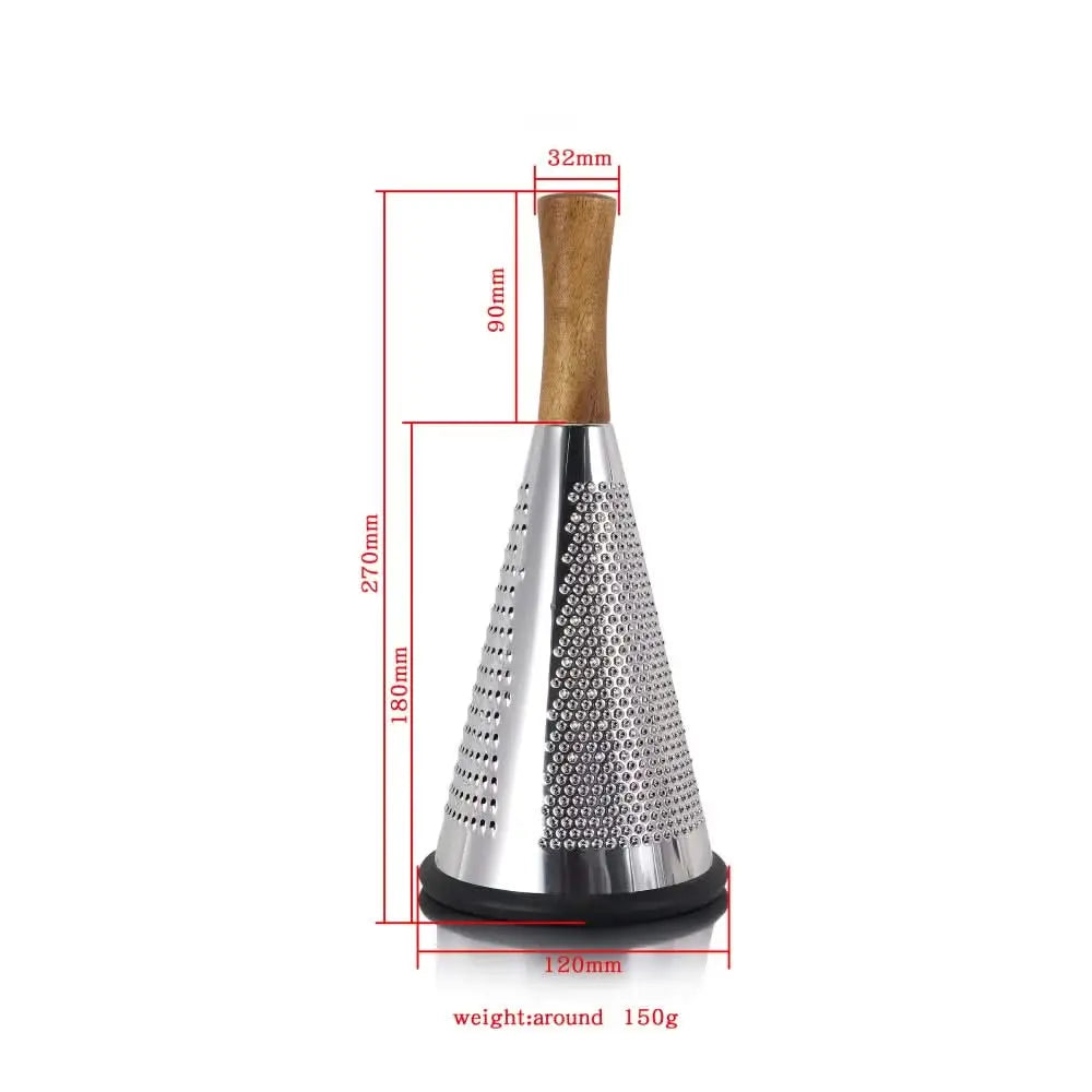 Modern Multi-functional Cone-Shaped Grater 3-Side Grater and Zester – Ideal for Cheese, Vegetables, and Fruits in the Kitchen (Silver), Available in 4 Sizes