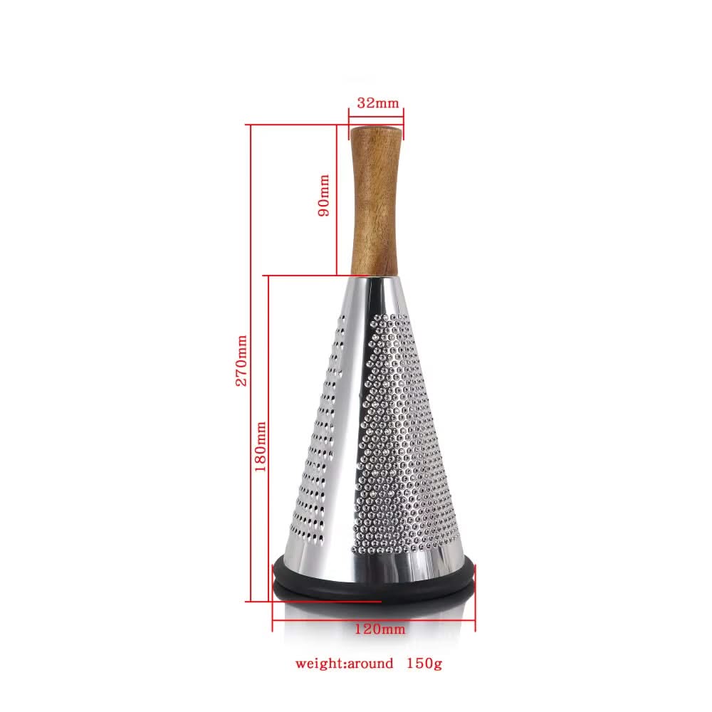 Modern Multi-functional Cone-Shaped Grater 3-Side Grater and Zester – Ideal for Cheese, Vegetables, and Fruits in the Kitchen (Silver), Available in 4 Sizes