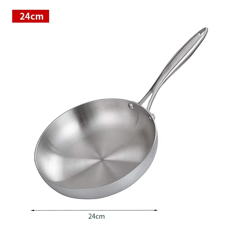 Stainless Steel Non-Stick Frying Pan – Uncoated Kitchen Cookware, Ideal for Searing Steaks and Versatile Cooking on Gas and Induction Cooktops