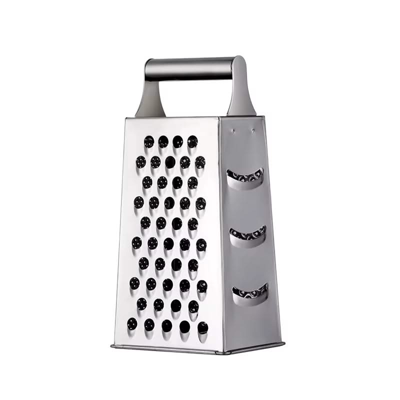 4-Sided Rectangular Stainless Steel Kitchen Grater & Zester with Handle – Versatile Food Shredder for Cheese, Potatoes, Vegetables, and More(Available in Gold, Orange, Rose Gold, Rainbow, and Silver)