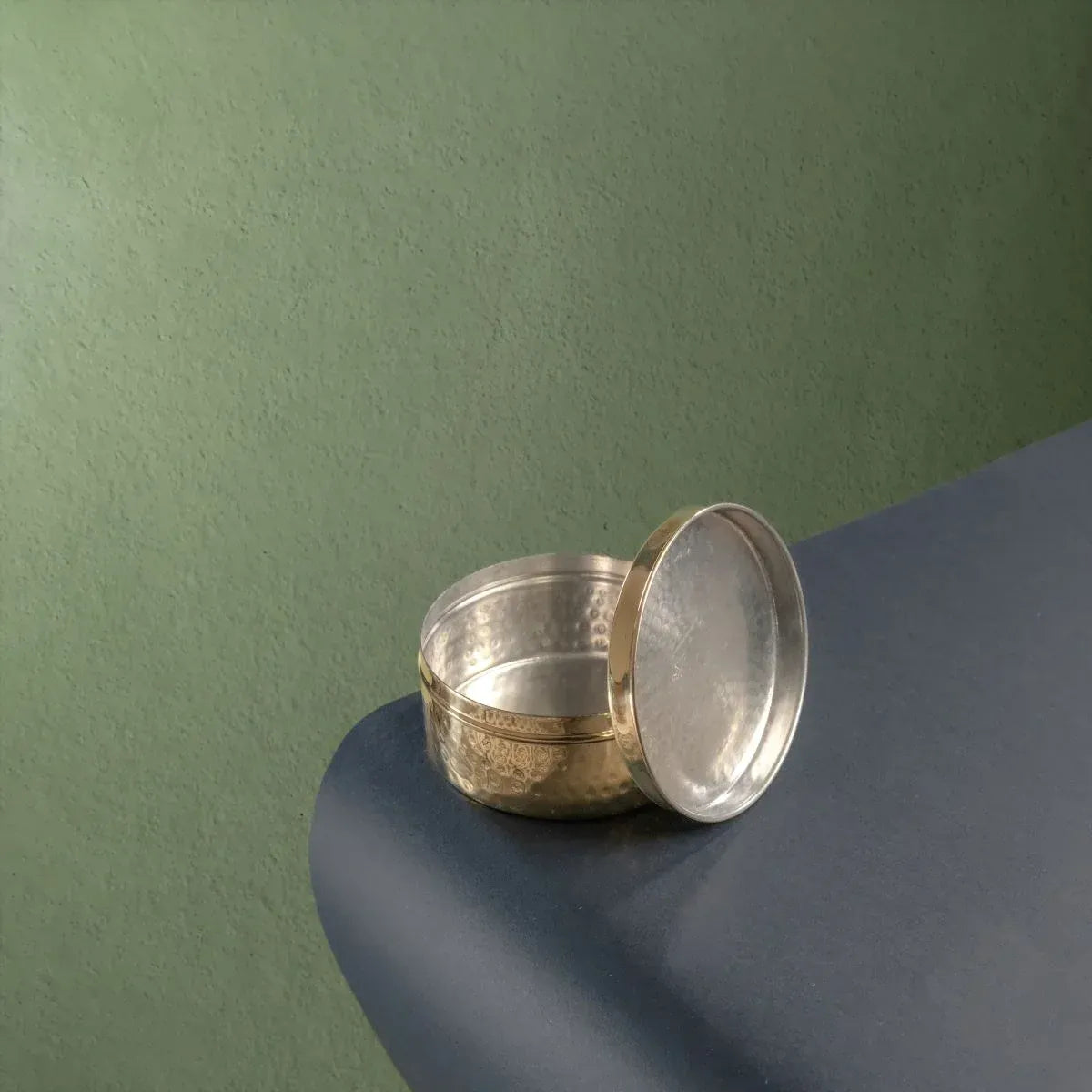Brass Storage Dabba Hammered Container