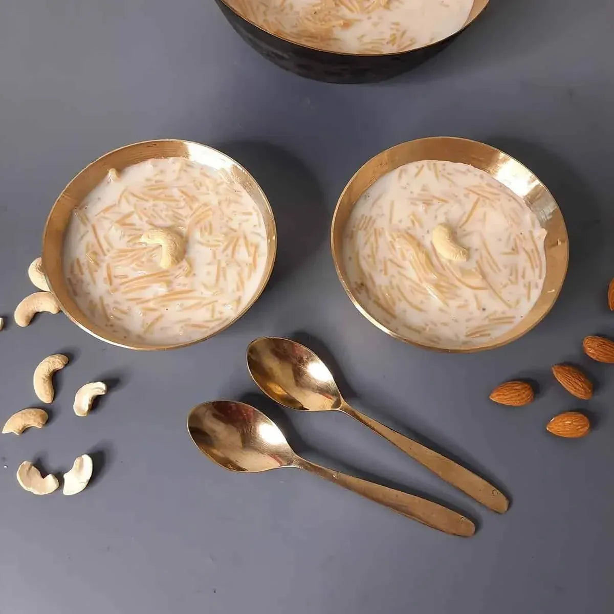Bronze Kansa Dessert Bowls Set of 2 with Spoons