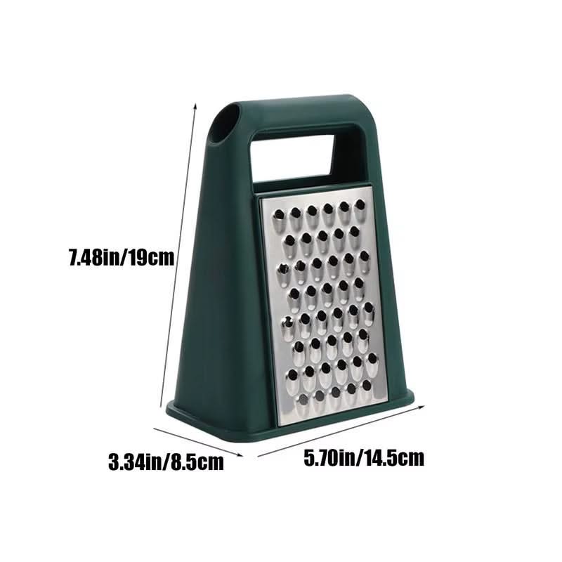 Stainless Steel Box Grater with Handle, Non-Slip Vegetable Slicer & Potato Shredder – Versatile Kitchen Gadget for Cheese, Vegetables, and More(Green)
