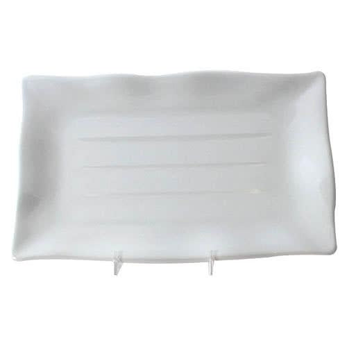 Classic White Rectangular Melamine Wave Plate - Pack of 12