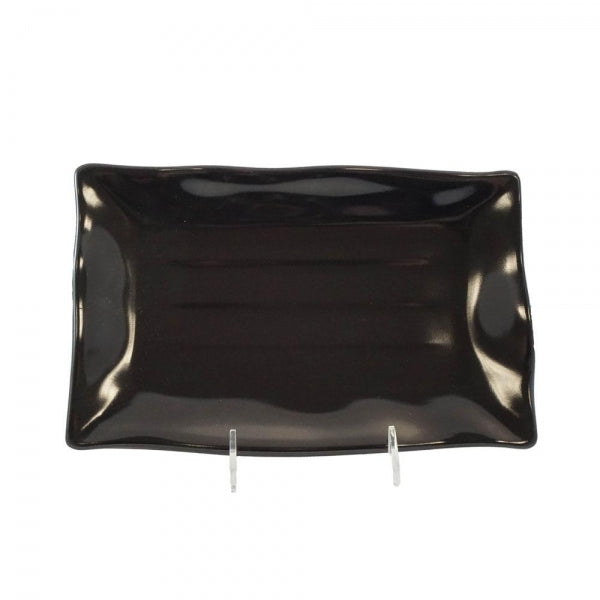 Melamine Wave Rectangular Plate Classic Black - Pack of 12