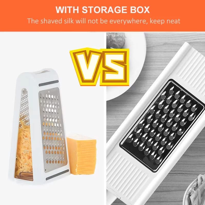 Double-Sided Multifunctional Grater with Storage Box—Dual-Sided for Coarse and Fine Grating