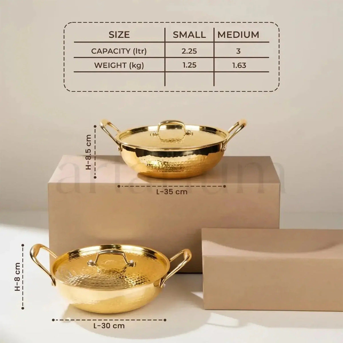 Brass Kadai with Kalai (Tin Coating) and Lid