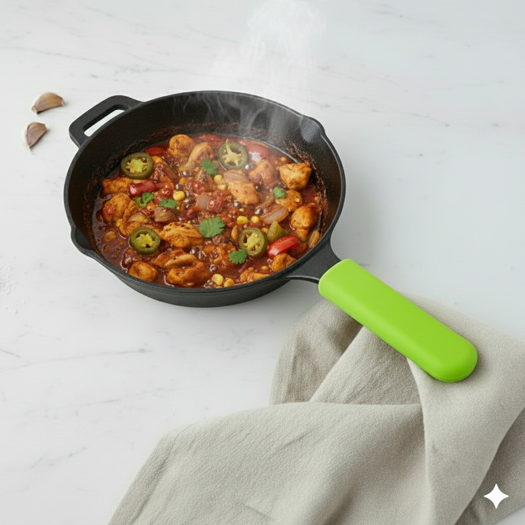 10 inch Cast Iron Frying Pan/Skillet With Silicon Handle Cover