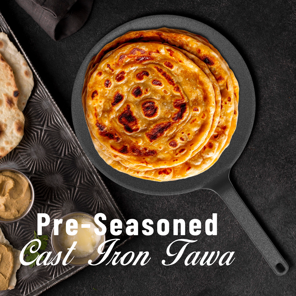 Pre-Seasoned Cast Iron Roti, Chapati Tawa, Iron Tawa Pan, Cast Iron Cookware